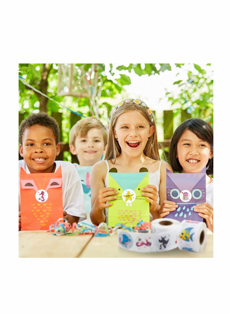 Zikra 4 volumes Adorable Round Sea Animal Stickers, 16 Vibrant Designs Ocean Animal Stickers Cartoon Animal Labels for Kids Children Teacher Prize Motivational Stickers (1Inch) - Image 5