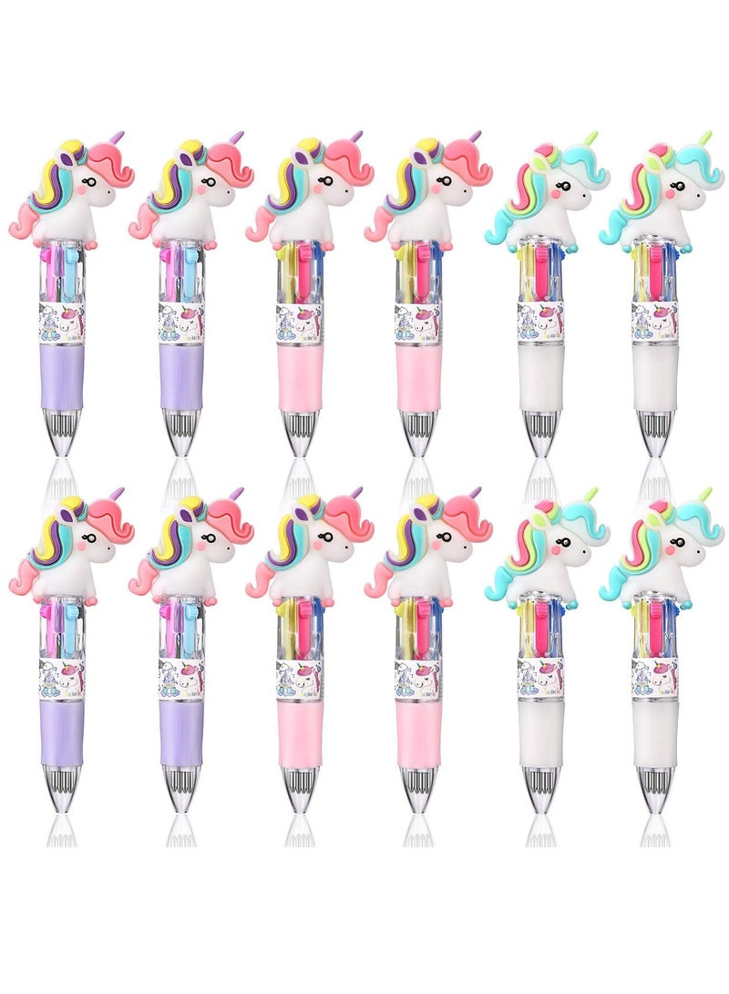 Excefore 12 Pieces Mini Unicorn Dinosaur Pen Multicolor Unicorn Dinosaur Ballpoint Pen Retractable Gel Ink Unicorn Dinosaur Pen Shuttle Pen for Kid Office School Party Favor - Image 1