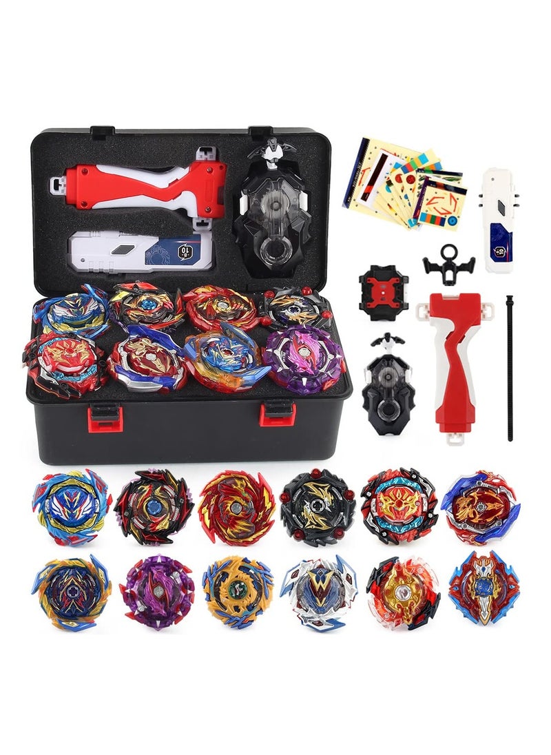 XICEN - Gyro Toy Set 12 Spinning Tops 1x Launcher LR Left Right Spin DB Layer System and 1 Two-Way Transmitter Metal Fusion Attack Top Battling Game with Portable Box Gift for Ages 6+ - Image 1