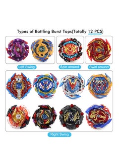 XICEN Gyro Toy Set 12 Spinning Tops 1x Launcher LR Left Right Spin DB Layer System and 1 Two-Way Transmitter Metal Fusion Attack Top Battling Game with Portable Box Gift for Ages 6+  - Image 2