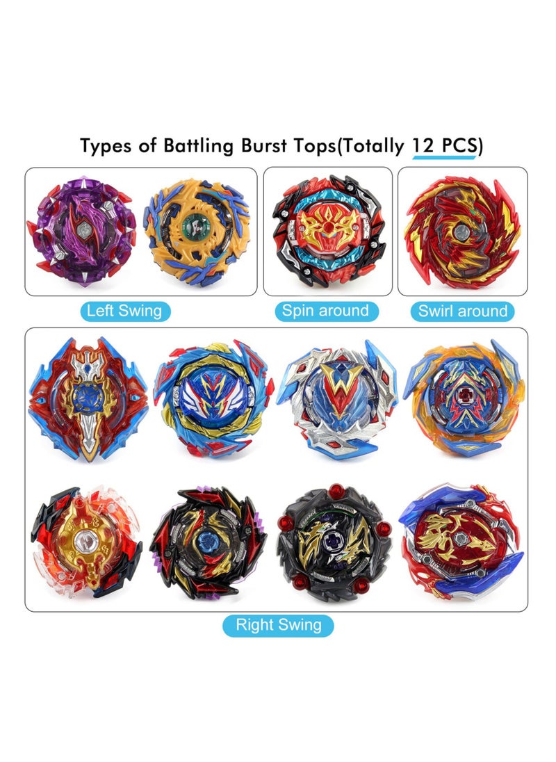 XICEN - Gyro Toy Set 12 Spinning Tops 1x Launcher LR Left Right Spin DB Layer System and 1 Two-Way Transmitter Metal Fusion Attack Top Battling Game with Portable Box Gift for Ages 6+ - Image 1