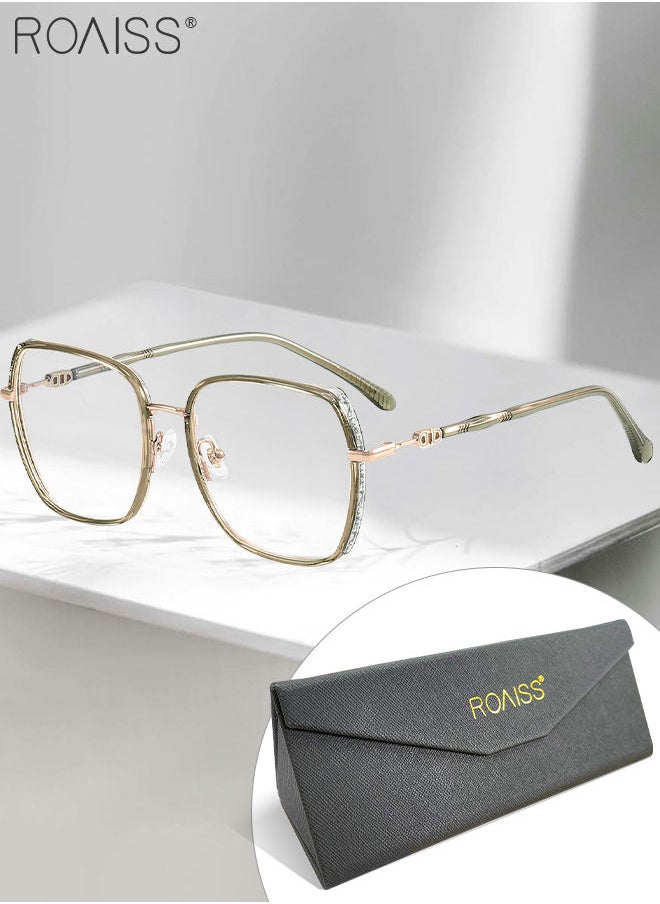 roaiss Women's Blue Light Blocking Glasses Blue Light Filter Computer Reading Gaming TV Phones Oversized Eyeglasses Fashion Anti Eyestrain Headache Eyewear, Transparent Green  - Image 1