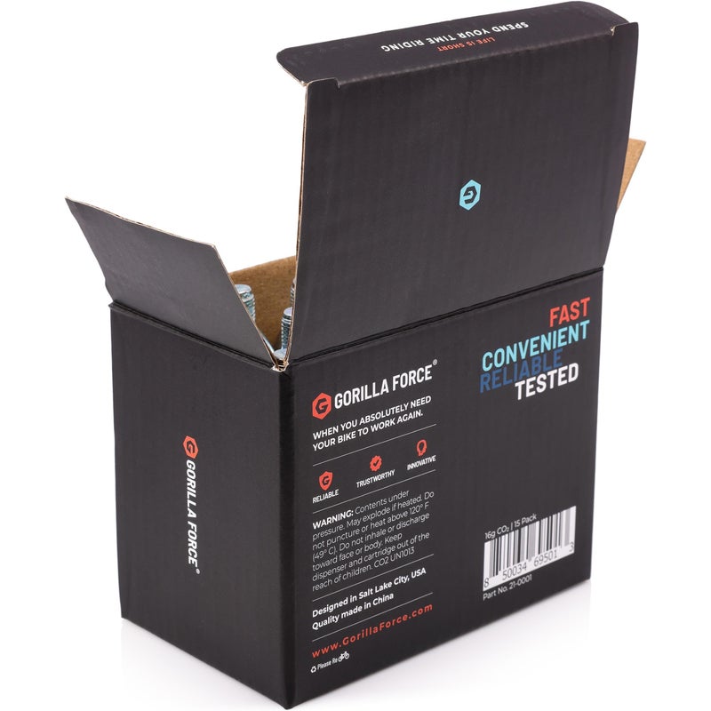 Gorilla Force Threaded CO2 Cartridges, 16g for Bike Tire Inflators, Box of 15 - Image 4