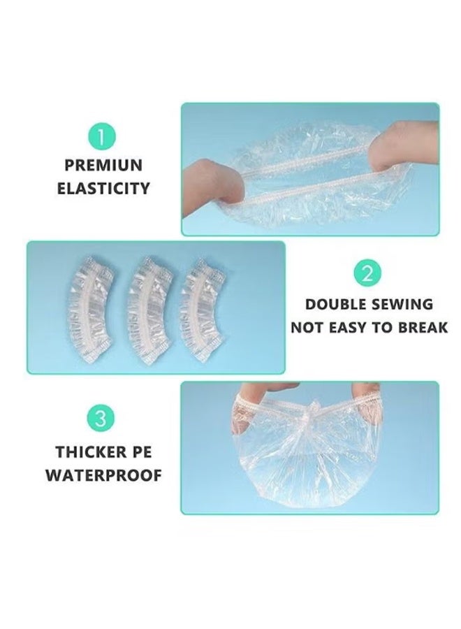 واي جيه 100 قطعة غطاء حماية الأذن يمكن التخلص منه أغطية الأذن المرنة والشفافة للاستحمام كبير للون الشعر ، والاستحمام ، وأغطية الأذن للحمام ، وفندق سبا هوم وصالون تصفيف الشعر ، أبيض - Image 3