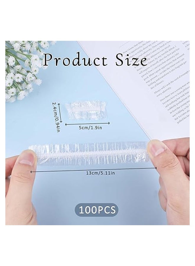 واي جيه 100 قطعة غطاء حماية الأذن يمكن التخلص منه أغطية الأذن المرنة والشفافة للاستحمام كبير للون الشعر ، والاستحمام ، وأغطية الأذن للحمام ، وفندق سبا هوم وصالون تصفيف الشعر ، أبيض - Image 5