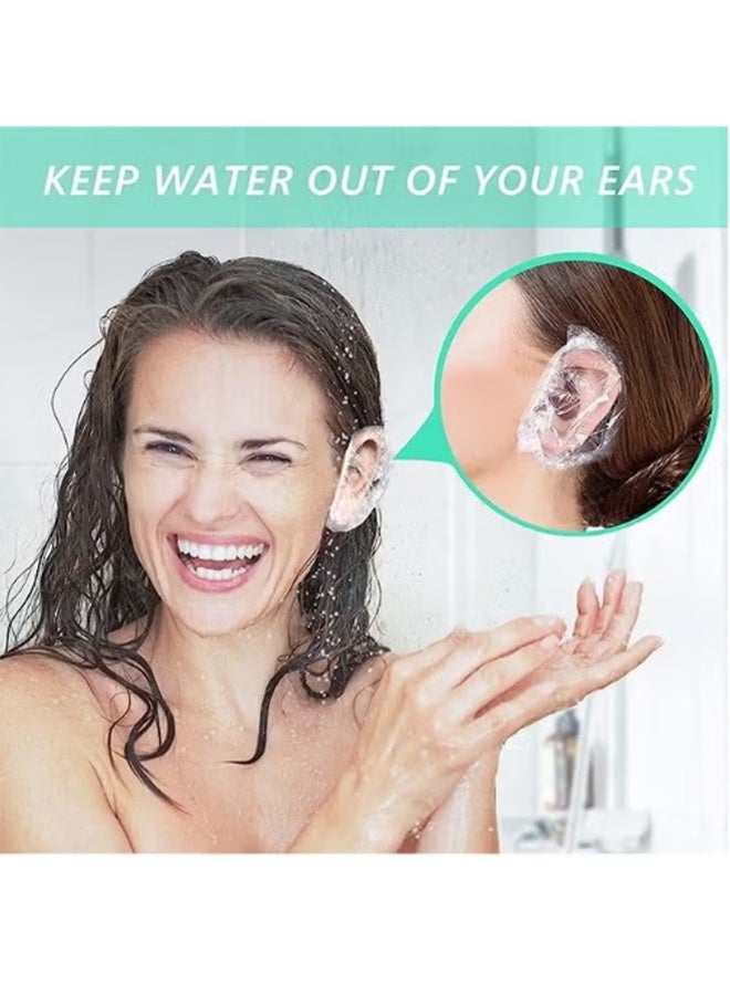 واي جيه 100 قطعة غطاء حماية الأذن يمكن التخلص منه أغطية الأذن المرنة والشفافة للاستحمام كبير للون الشعر ، والاستحمام ، وأغطية الأذن للحمام ، وفندق سبا هوم وصالون تصفيف الشعر ، أبيض - Image 2