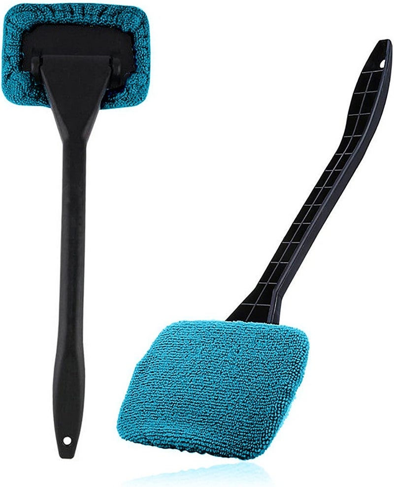 klarako Microfiber Windshield Cleaner Tool, Reusable and Washable Microfiber Wiper, Windshield Cleaning Brushes with Detachable Handle, Window Windscreen Cleaning Towel (Light Blue) - Image 1