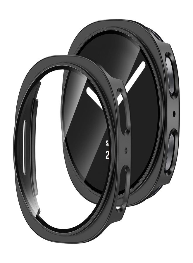 Smiling 2 Pack Case Compatible with Samsung Galaxy Watch 8 40mm with Built in Tempered Glass Screen Protector, Hard PC Case Scratch-Resistant Overall Protective Cover- Black - Image 1