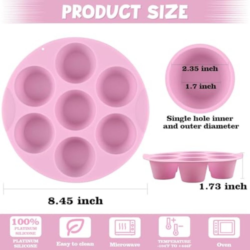 2 Pack Silicone Egg Bite Molds for Air Fryer, Nonstick Muffin Trays for Baking Mini Cupcakes, Quiche, Tarts, and Baby Food Reusable Bakeware for Oven and Air Fryer Use Pink and Green - Image 3