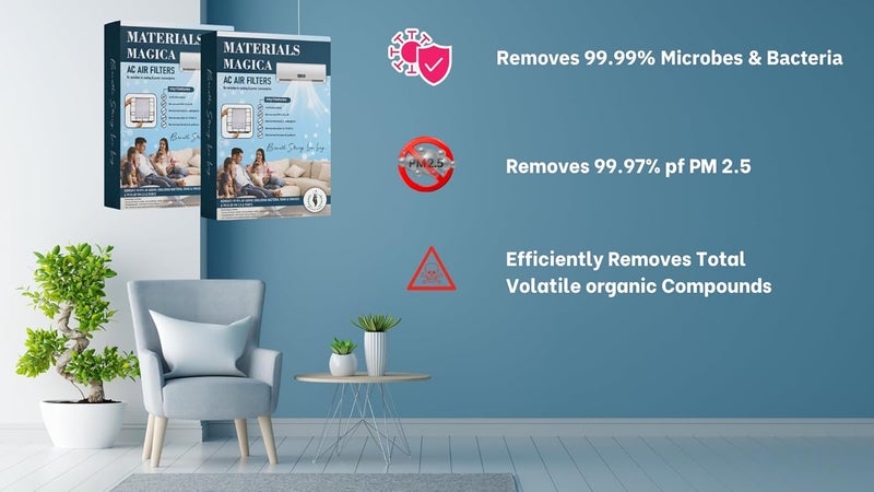 Materials Magica مرشحات هواء AC من مواد ماجيكا بتقنية فلترة الكربون النانوي جهاز تنقية الهواء مضاد للميكروبات يزيل PM 2.5 وVOCs والمواد المسببة للحساسية حزمة مكونة من 2 - Image 4