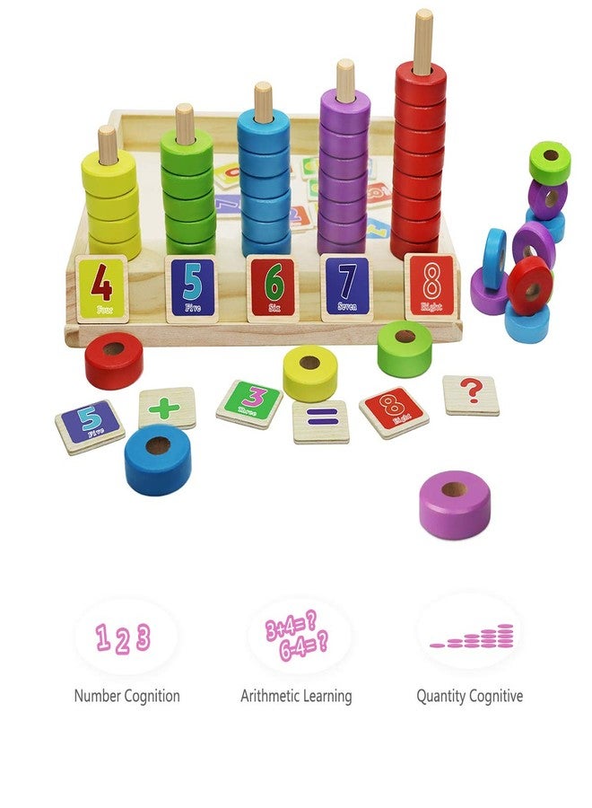Lydaz Toddler Montessori Math Toys, Wooden Math Manipulatives with Counting Number Blocks, Preschool Kindergarten Learning Activities, Educational Math Toy for Kids 2-5, Sorting Stacking Puzzle Toy - Image 3