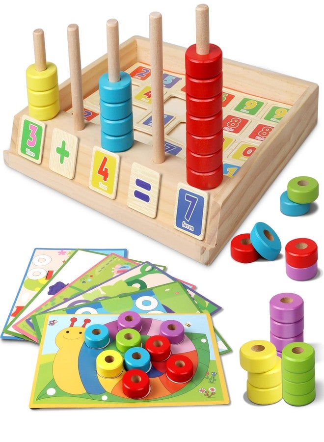 Lydaz Toddler Montessori Math Toys, Wooden Math Manipulatives with Counting Number Blocks, Preschool Kindergarten Learning Activities, Educational Math Toy for Kids 2-5, Sorting Stacking Puzzle Toy - Image 1