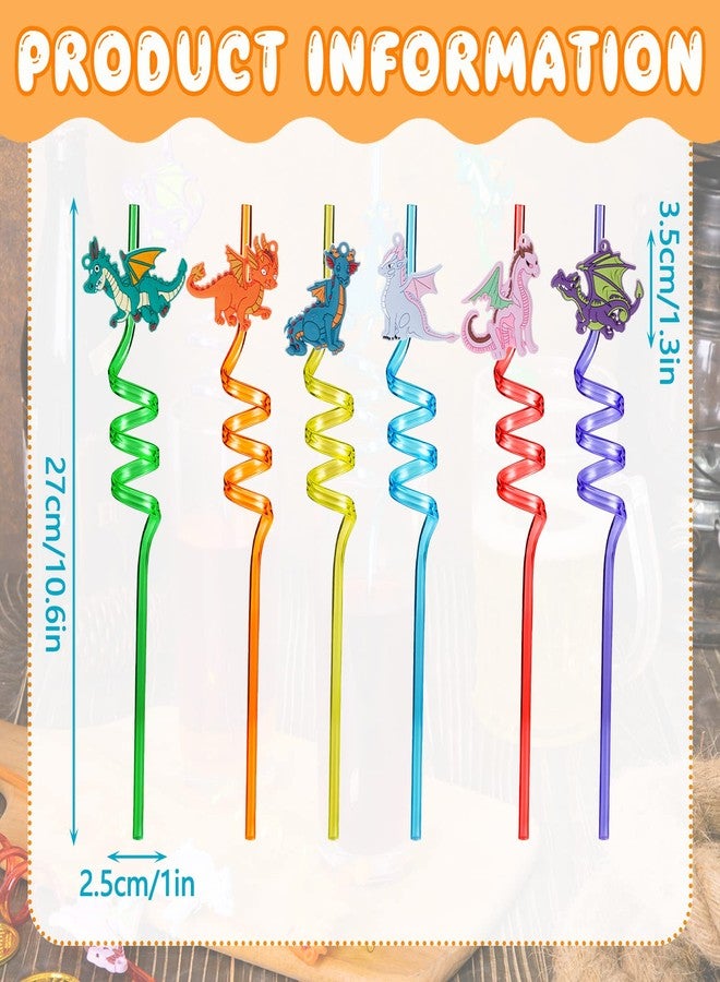 Zhehao 24 Pieces Dragon Drinking Straws Dragon Party Reusable Drinking Plastic Straws Kids Party Supplies Favors for Juice Milk Drinks Colorful Decoration and Birthday Present - Image 2