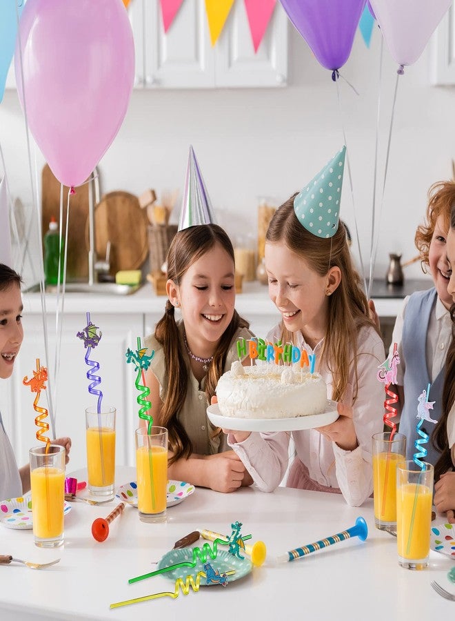 Zhehao 24 Pieces Dragon Drinking Straws Dragon Party Reusable Drinking Plastic Straws Kids Party Supplies Favors for Juice Milk Drinks Colorful Decoration and Birthday Present - Image 4