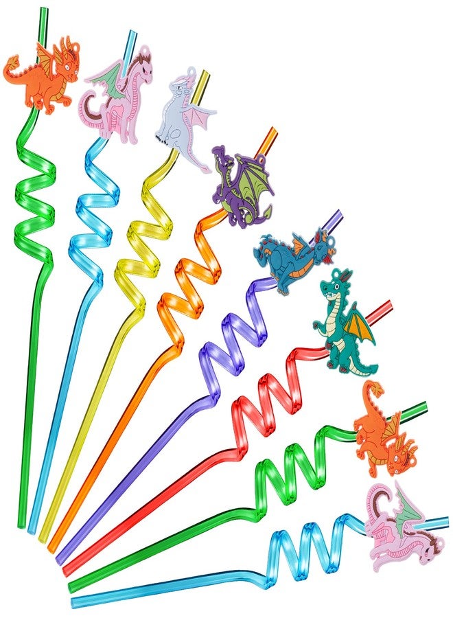 Zhehao 24 Pieces Dragon Drinking Straws Dragon Party Reusable Drinking Plastic Straws Kids Party Supplies Favors for Juice Milk Drinks Colorful Decoration and Birthday Present - Image 1