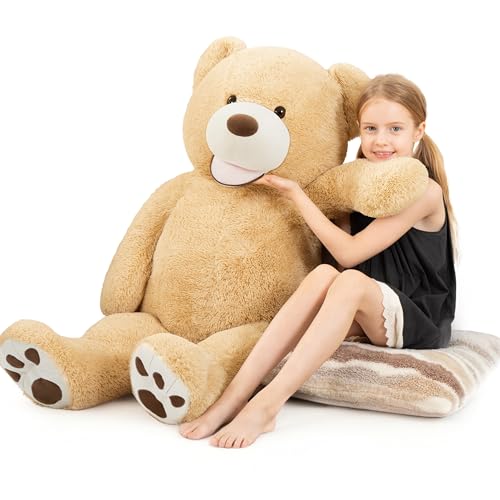 MorisMos Smiling Giant Teddy Bear 4 Feet Soft Large Big Teddy Bear Stuffed Animals Plush 47 Inch Gifts for Kids Girlfriend Baby Shower Birthday Brown - Image 1