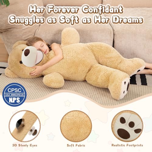 MorisMos Smiling Giant Teddy Bear 4 Feet Soft Large Big Teddy Bear Stuffed Animals Plush 47 Inch Gifts for Kids Girlfriend Baby Shower Birthday Brown - Image 5