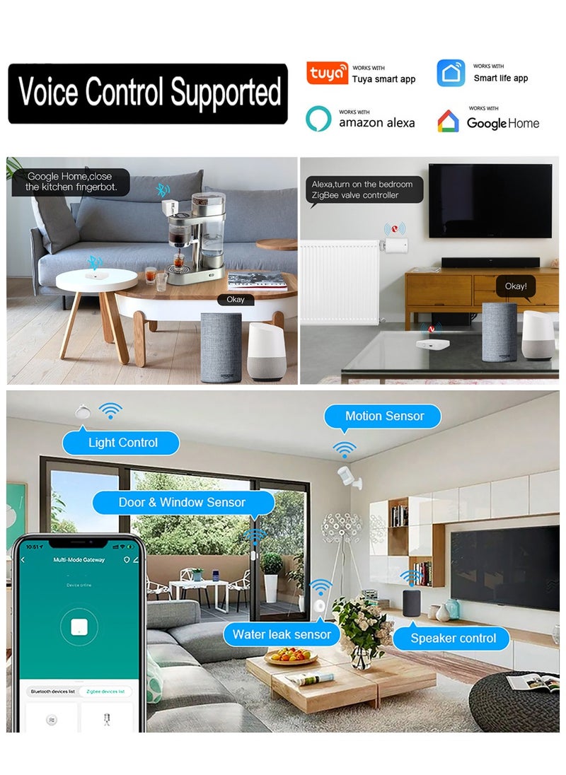 رش - بوابة المحور الذكي: بوابة اتصالات متعددة البروتوكولات WI-FI & Zigbee & Bluetooth Mesh، التحكم عن بعد في التطبيق، التحكم الصوتي، جسر المنزل الذكي المتوافق مع Alexa/Google Home - Image 1