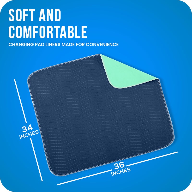 Utopia Bedding Washable Pee Pads for Dogs 34" x 36" (Pack of 4), Waterproof Incontinence Bed Pads for Adults, Elderly and Kids, Heavy Absorbency Pet Training Pads for Sofa and Couch (Navy, Green) - Image 3