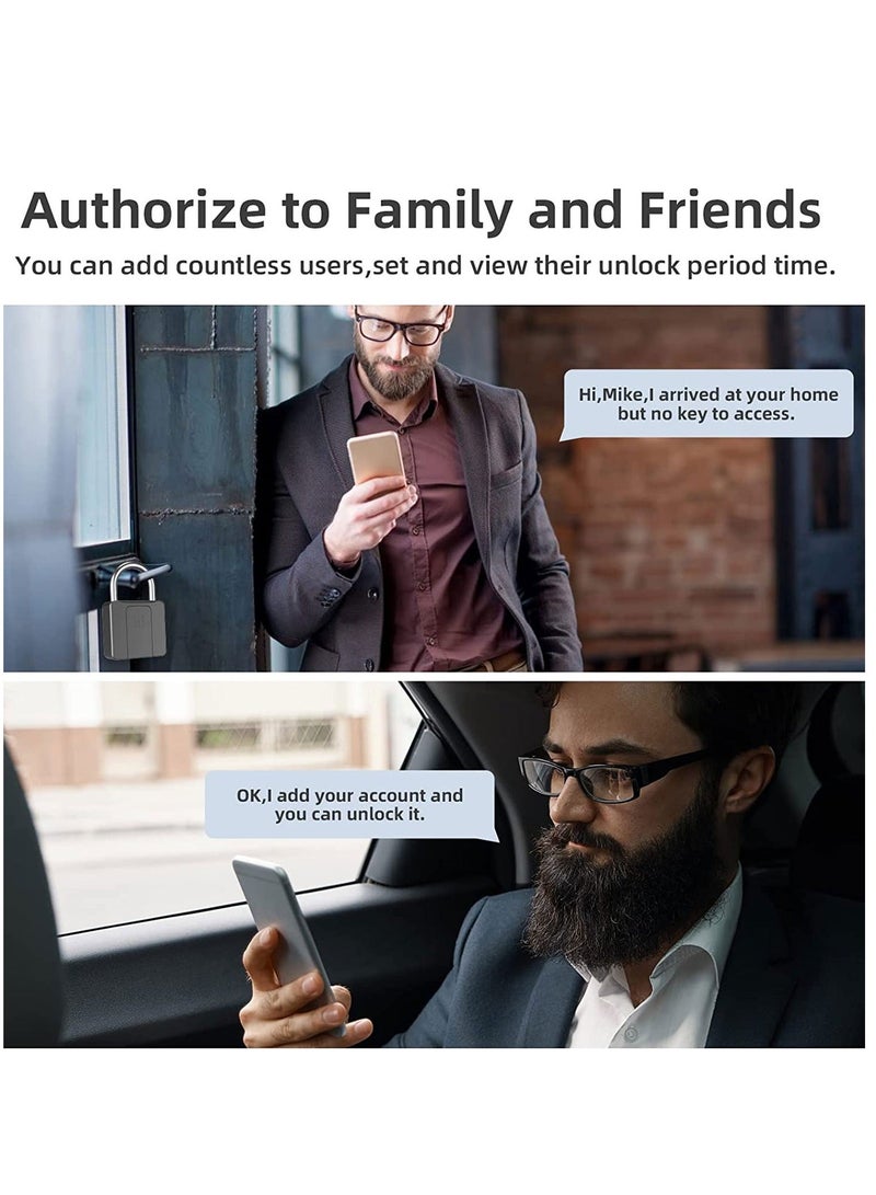 Fingerprint Padlock, Long Shackle Smart Padlock Bluetooth Lock with Mobile APP Outdoor Waterproof and Keys for School Gym Locker, Fence, Gate, Toolbox, Warehouses, Office - Image 4