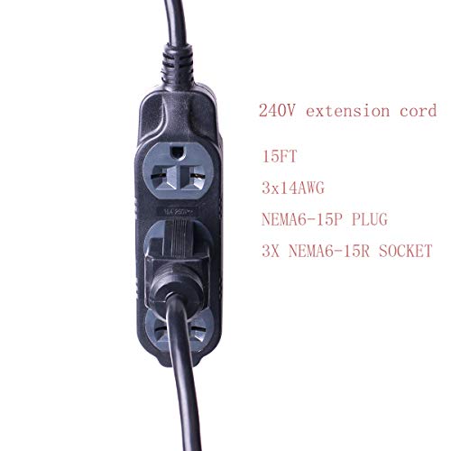 Yodotek 15FT Nema 6-15P 14 Gauge SJTW Power Cord, 15A 220/240V Power Extension Cord Power Stirp for Led Grow Lights, Digital Ballast - Image 4