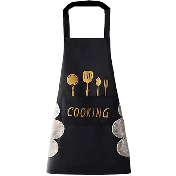 Bonsenkitchen Pack of 1Assorted | Waterproof Kitchen Apron for Women with Big Front Pocket Hand-Wiping Towel | Comfortable Wear-Resistant Chef Apron for Cooking | One Size Fits Most (ASORTED) - Image 1