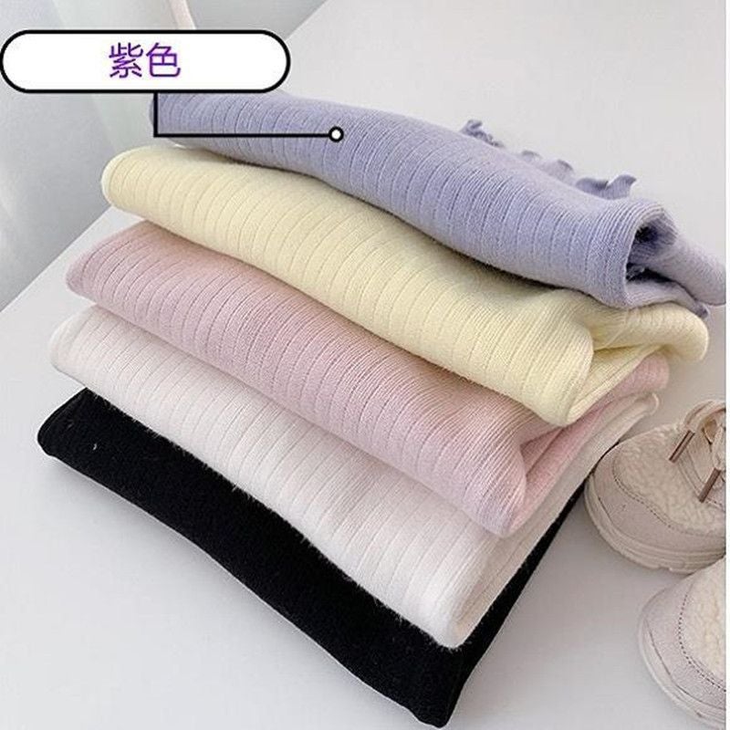 [ Girls Fleece-Lined Thick Long Sleeve T-Shirt Children'S Semi-High Collar One-Piece Velvet Base Shirt Baby Warm - Image 3