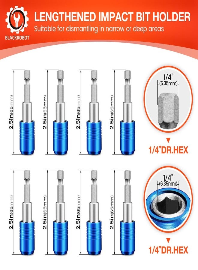 BLACKROBOT 8-Piece Magnetic Quick Change Impact Bit Holder, 2.5-Inch Drill Bit Extension for 1/4" Hex Drives, Ideal for Screwdriver Bits, Nuts, Drills and Socket Driver Adapters - Image 2