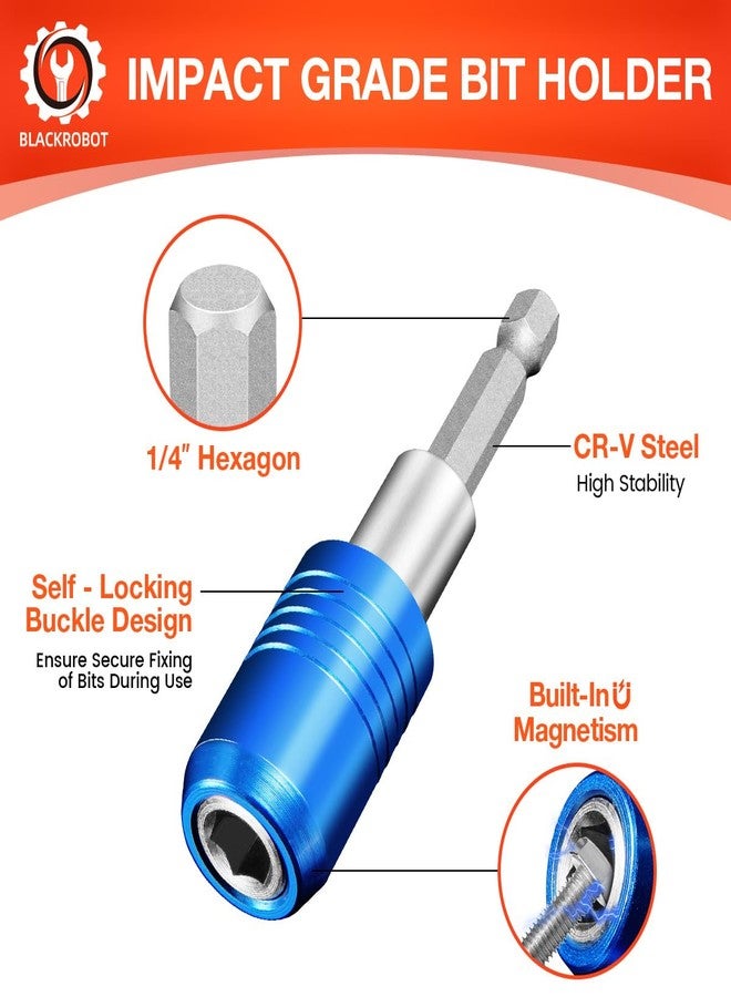 BLACKROBOT 8-Piece Magnetic Quick Change Impact Bit Holder, 2.5-Inch Drill Bit Extension for 1/4" Hex Drives, Ideal for Screwdriver Bits, Nuts, Drills and Socket Driver Adapters - Image 3