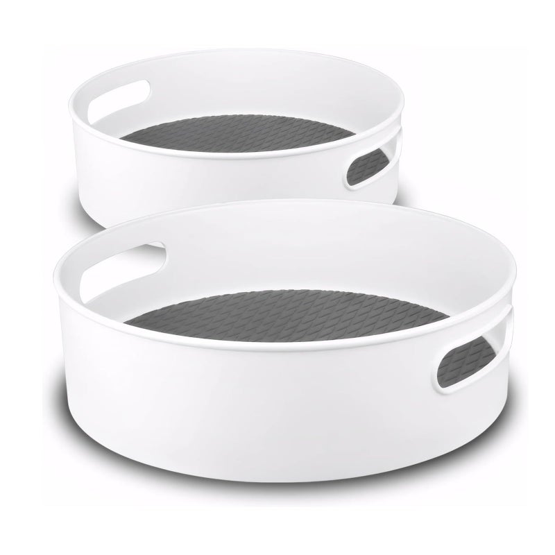 Semlos 360 Rotating Lazy Susan Organizers 2 Packs 9 and 12 Turntable Spice Rack Organisers for Kitchen Organization and Storage NonSlip Under Sink Organizer for Bathroom Pantry Cupboard