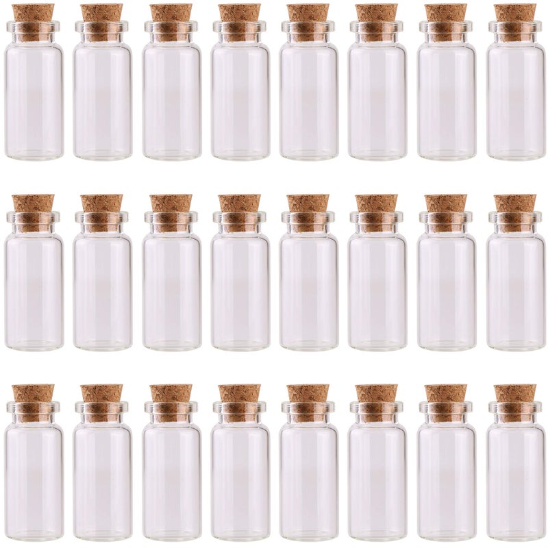 MaxMau 24PCS 10ml Glass Bottles Mini Vials with Cork Stoppers for DIY Decoration and Wedding Party Favors