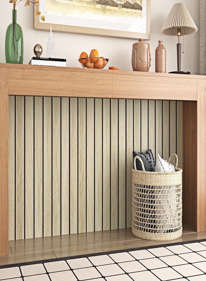 Wallercity ألواح حائط ثلاثية الأبعاد من الخشب البني الفاتح من Wallercity، ألواح خشبية ذاتية اللصق عازلة للصوت لغرفة النوم وغرفة المعيشة، ألواح خشبية قابلة للتقشير واللصق للديكور الداخلي، سياج صوتي مقاوم للماء 11.7 بوصة × 197 بوصة - Image 2