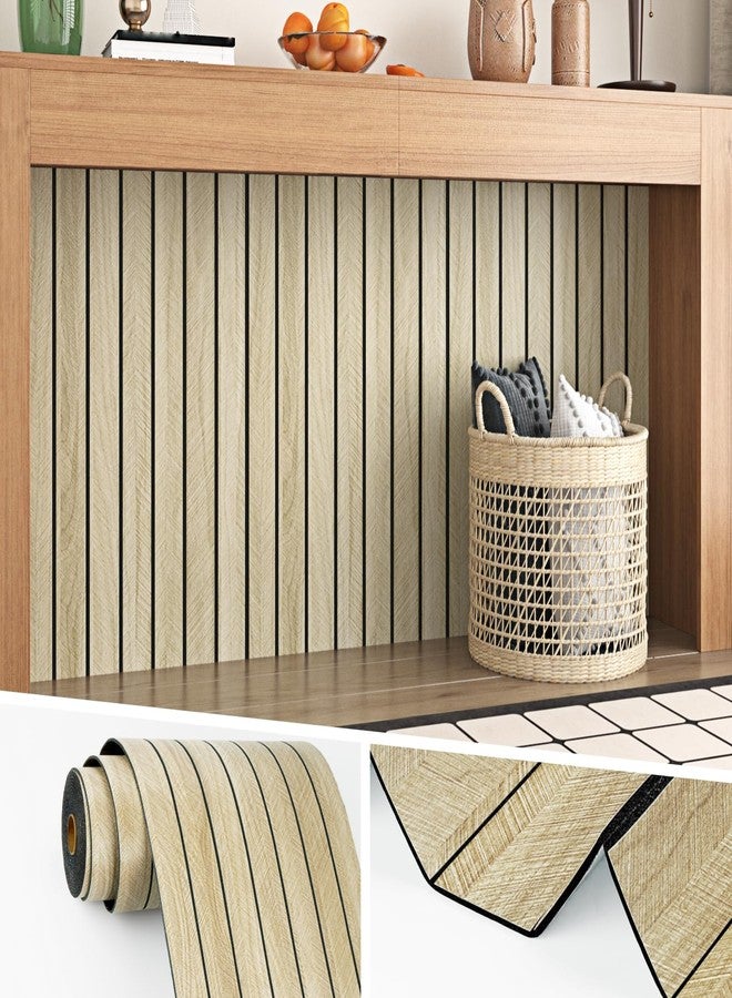 Wallercity ألواح حائط ثلاثية الأبعاد من الخشب البني الفاتح من Wallercity، ألواح خشبية ذاتية اللصق عازلة للصوت لغرفة النوم وغرفة المعيشة، ألواح خشبية قابلة للتقشير واللصق للديكور الداخلي، سياج صوتي مقاوم للماء 11.7 بوصة × 197 بوصة - Image 1