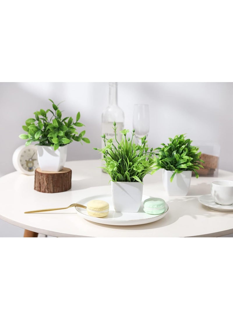 ماركة غير محددة نباتات صناعية صغيرة في أصيص، نباتات صناعية صغيرة لديكور المنزل والأماكن الخارجية وديكور المنزل الريفي والحمام مجموعة من 6 قطع  - Image 3
