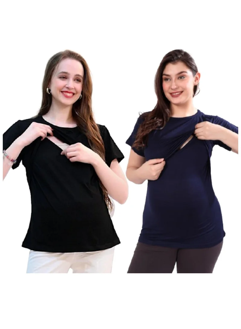 TUMMY Double Layered Maternity Nursing Top Combo Pack of 2pc
