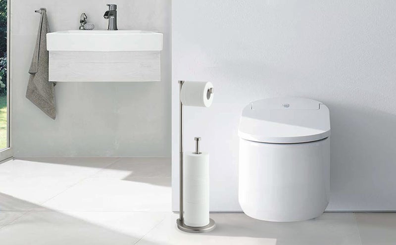 SunnyPoint Free Standing Bathroom Toilet Paper Holder Stand with Reserve, Reserve Area has Enough Space for Jumbo Roll - Image 5