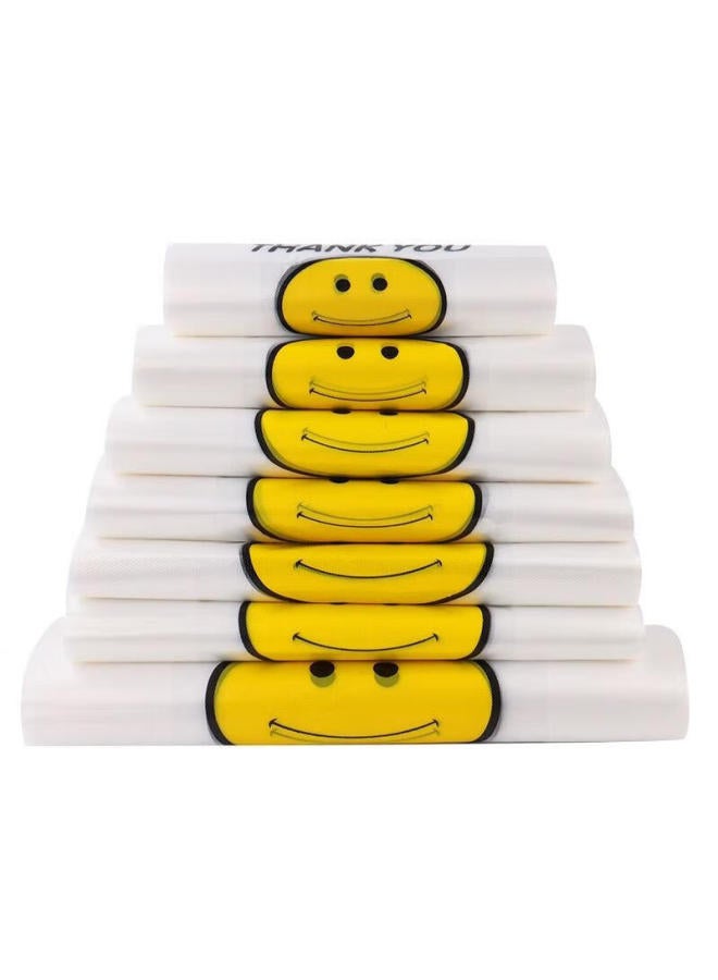 Jiachi Smiley Face Vest Bags, 20*32cm, 100 Pieces, Supermarket Handheld Food Shopping Bags, Plastic Bags, Fresh-keeping Bags - Image 5