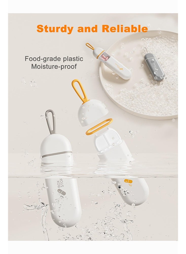 علبة حبوب صغيرة ضد الرطوبة ب3 فتحات - مقاومة للماء ومثالية للسفر أو الاستخدام اليومي -أبيض/برتقالي - Image 3