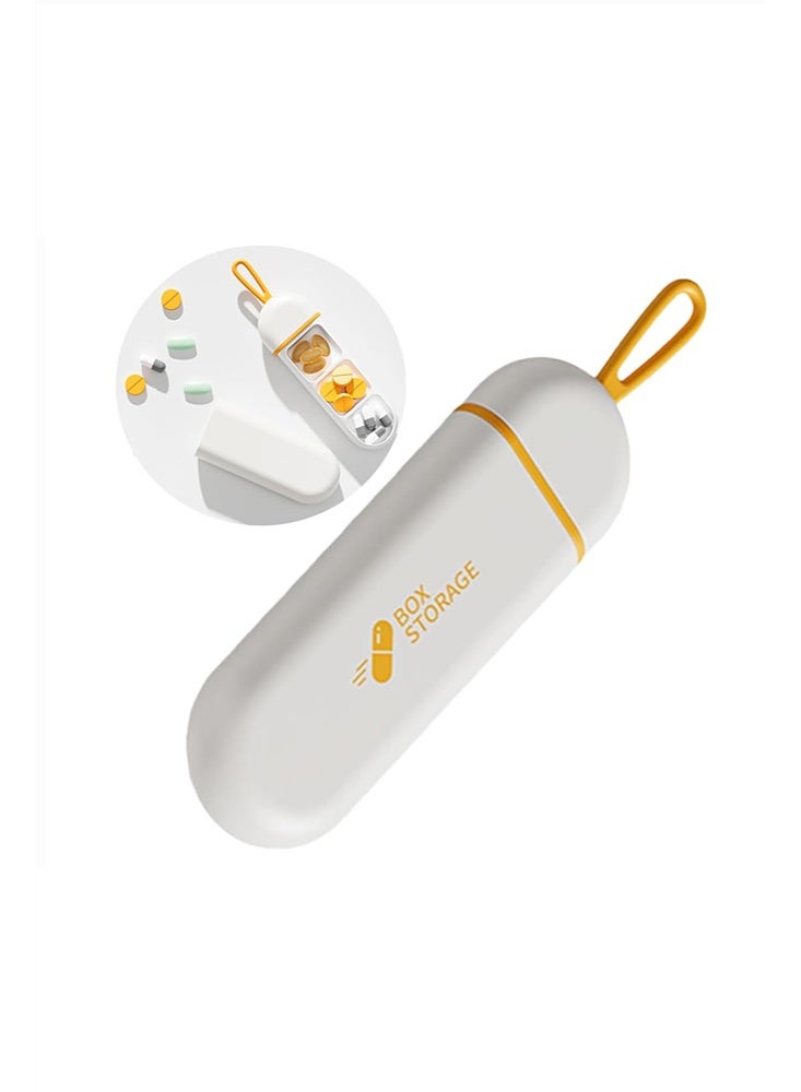 علبة حبوب صغيرة ضد الرطوبة ب3 فتحات - مقاومة للماء ومثالية للسفر أو الاستخدام اليومي -أبيض/برتقالي - Image 1
