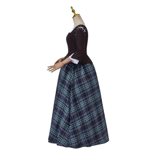 SFWXCOS Women's Scottish Highland Dress Claire Fraser Cosplay Costume Dress from Outlander (Brown, M) - Image 4