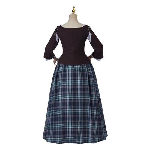 SFWXCOS Women's Scottish Highland Dress Claire Fraser Cosplay Costume Dress from Outlander (Brown, M) - Image 5