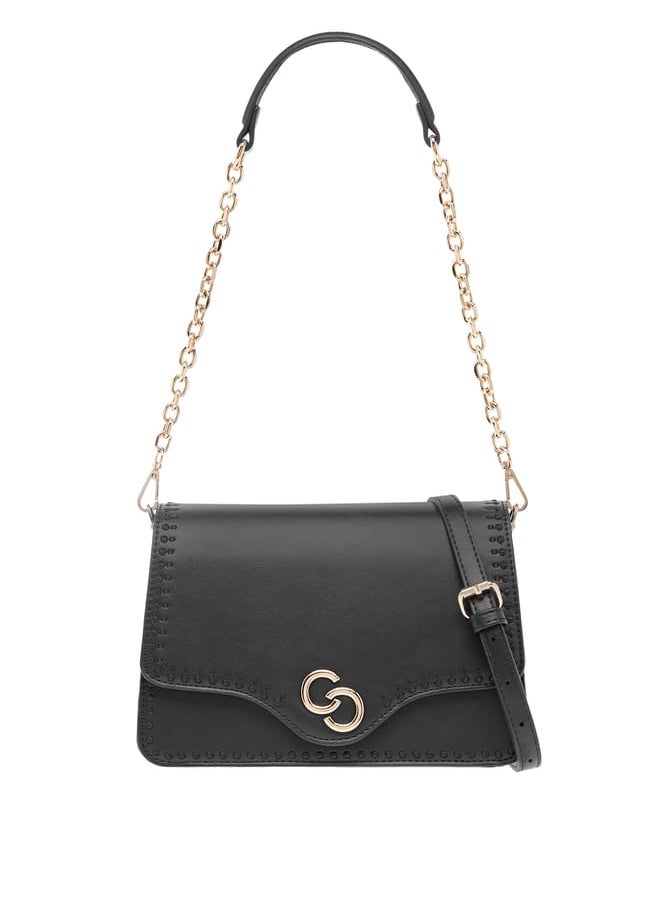 Celeste Solid Crossbody Bag with Detachable Strap and Flap Closure  - Image 1