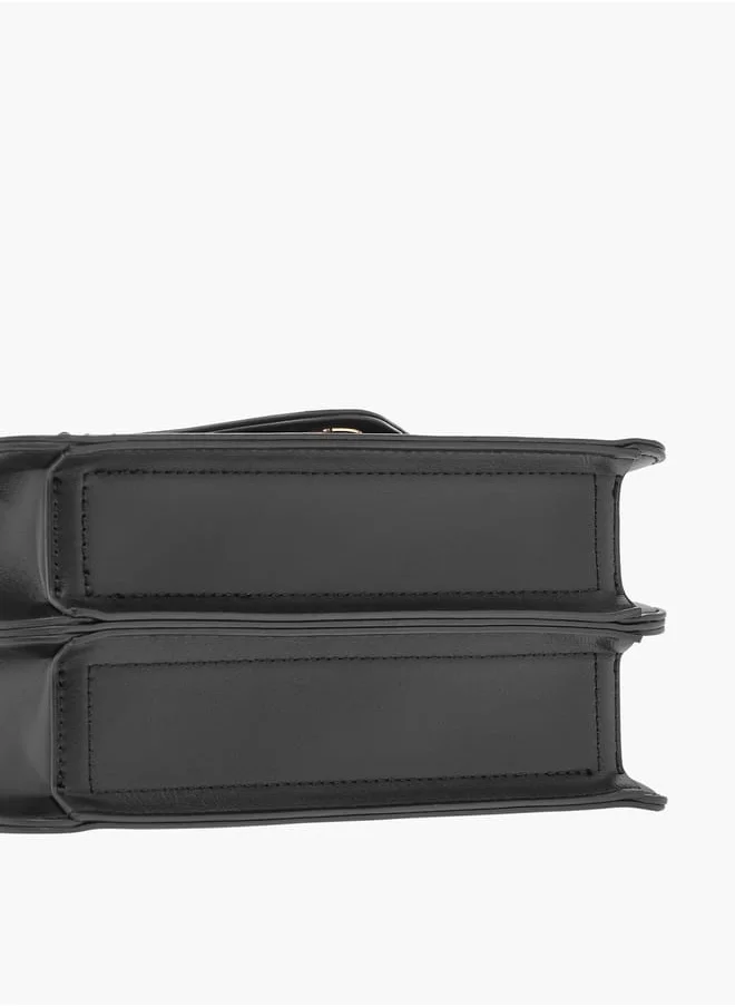 Celeste Solid Crossbody Bag with Detachable Strap and Flap Closure