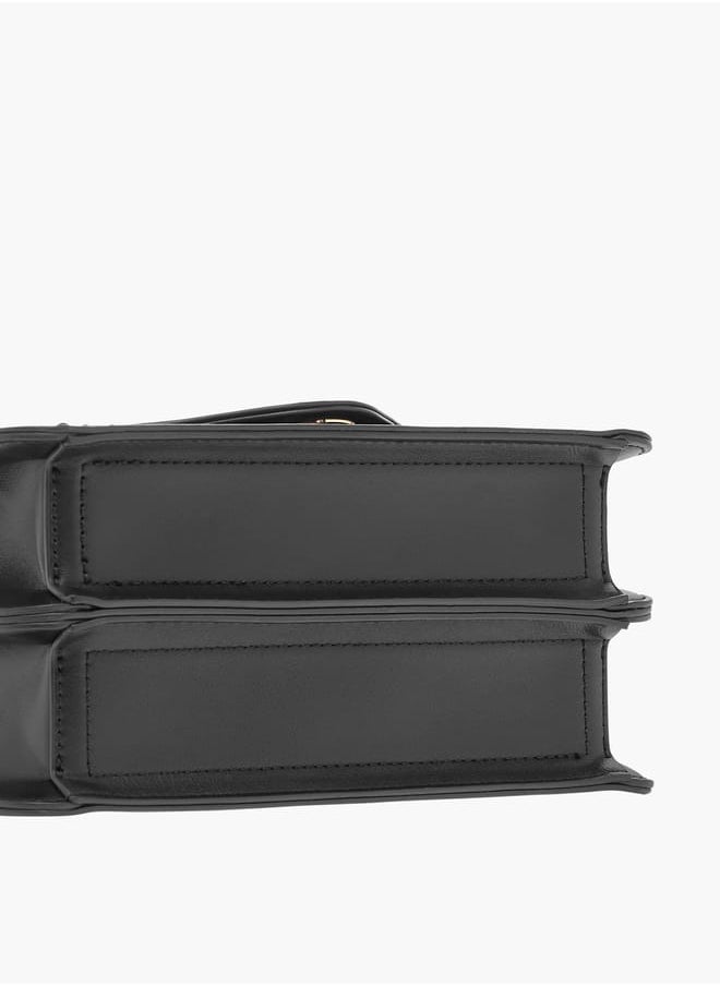 Celeste Solid Crossbody Bag with Detachable Strap and Flap Closure  - Image 4