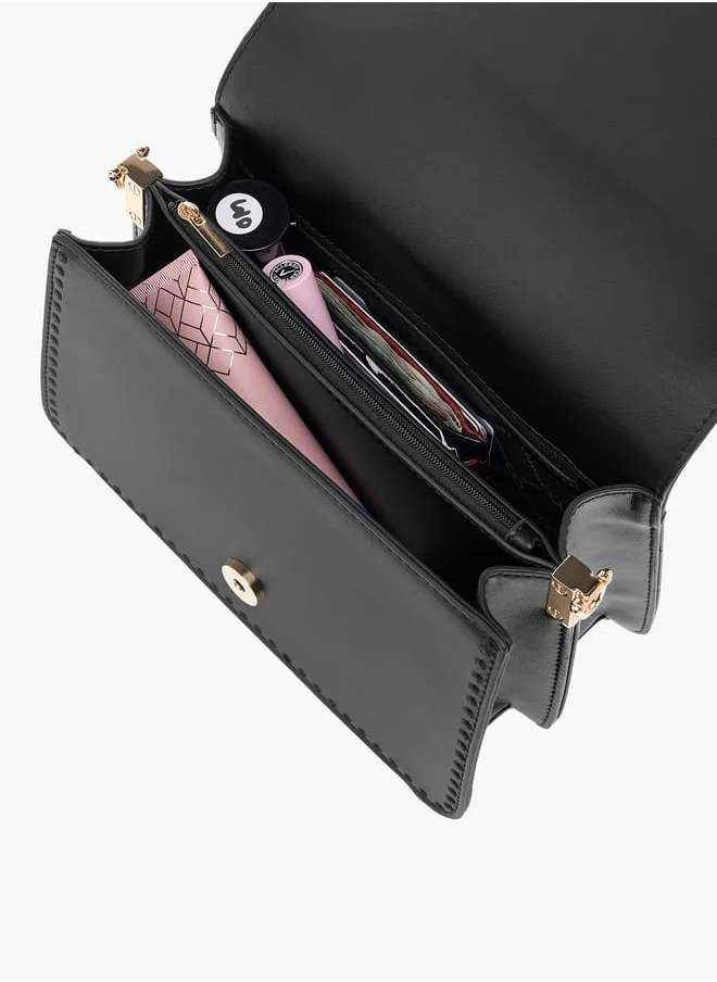 Celeste Solid Crossbody Bag with Detachable Strap and Flap Closure
