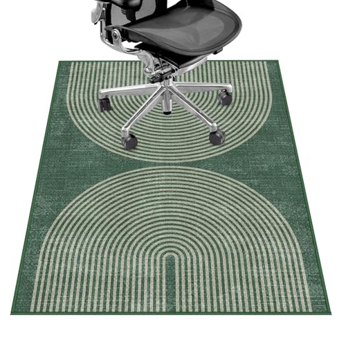 Lreedy Office Chair Mat for Hardwood FloorTile Floor36X 48 Heavy Duty Desk Chair Mat for Hard FloorsUnder Desk Rug for Rolling Computer ChairAnti SlipLow Pile Carpet FloorGeo Green - Image 1