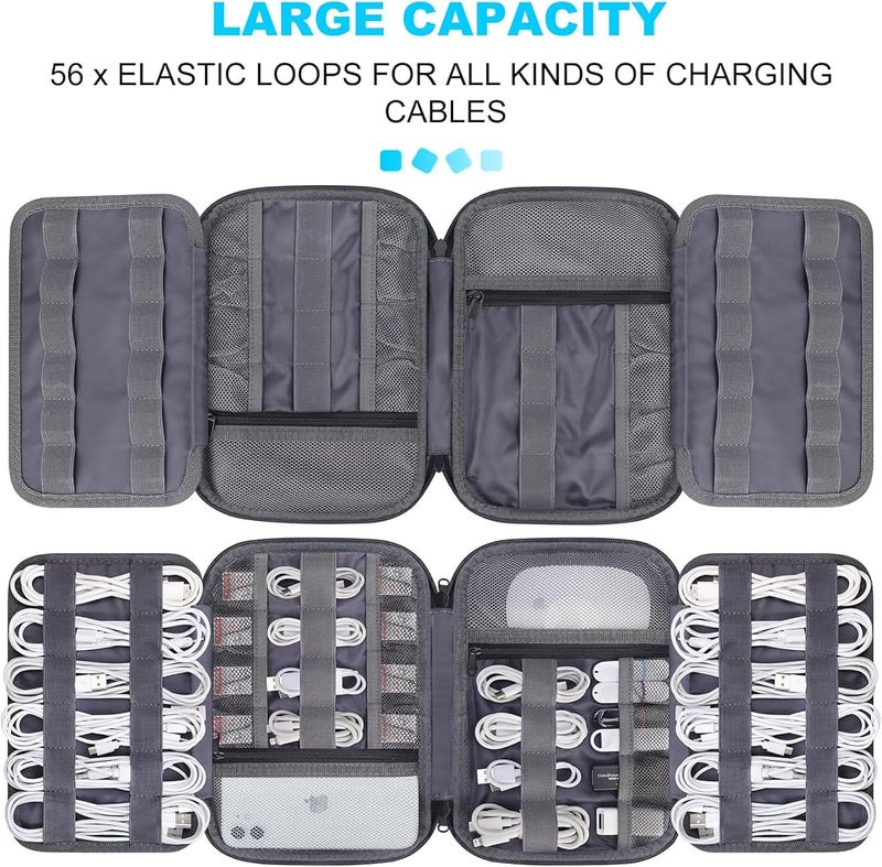Lacdo Cord Organizer Travel, Cable Organizer Bag Case, Portable Electronics Organizer Travel Case, 6 Layer Large Capacity Charging Cords Storage Organizer for Cables, SD Card, travel Essentials, Gray - Image 2