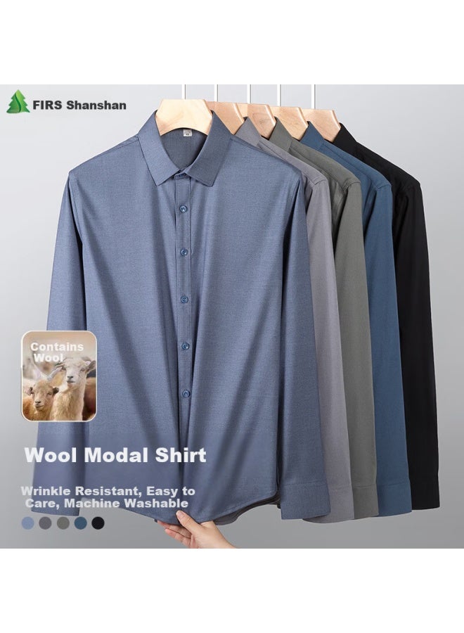 FIRS Shanshan Men's Non-iron Wrinkle-resistant Modal Long Sleeve Shirt 19301 39 - Image 4