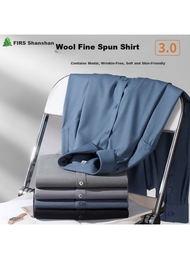 FIRS Shanshan Men's Non-iron Wrinkle-resistant Modal Long Sleeve Shirt 19301 39 - Image 3