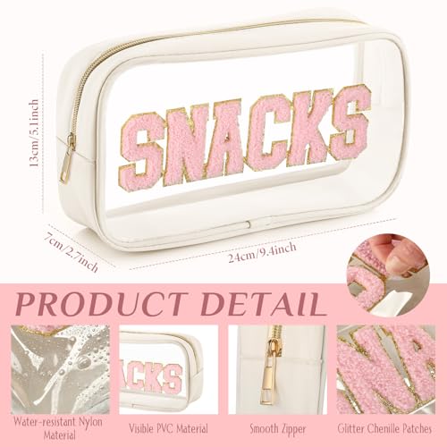 SilTriangle 4 Pcs Mama and Baby Toiletry Bag Clear Chenille Letter Diaper Bag Pouch Snacks Makeup Stuff Travel Preppy Transparent Pouch with Zipper for Women GiftBright Color - Image 3